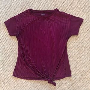 🏈 Croft & Barrow Burgundy Ribbed Tie Front Short Sleeve Top Women’s Small